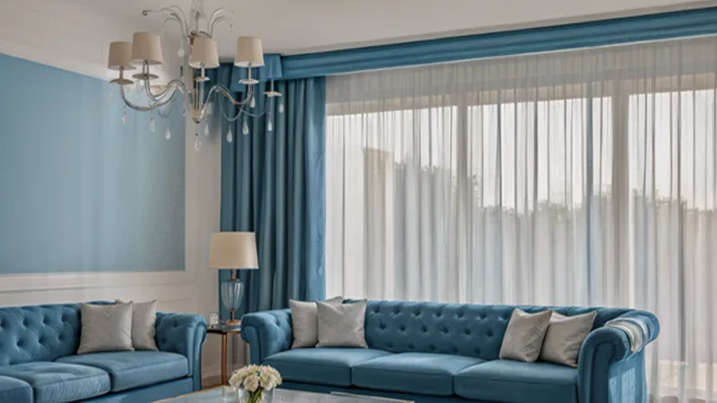 پرده پذیرایی آبی