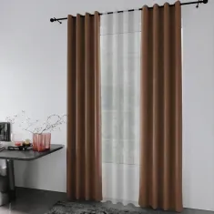 پرده پانچی مخمل رنگ شکلاتی