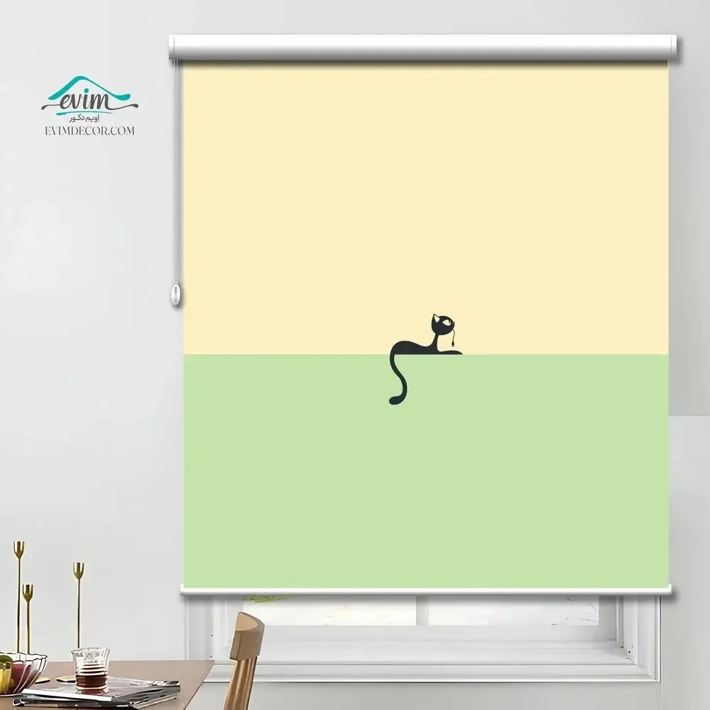 پرده شید چاپی - طرح گربه مینیمال