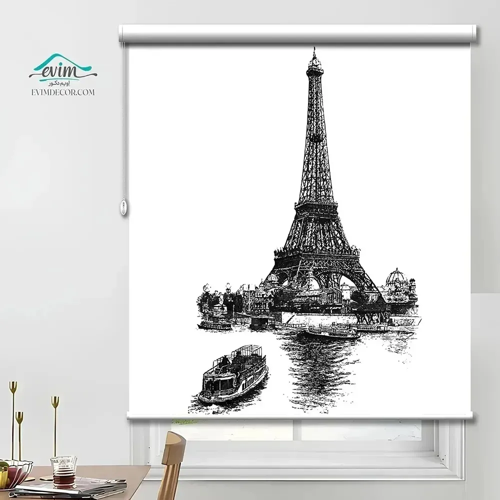 پرده چاپی طرح برج ایفل وینتج