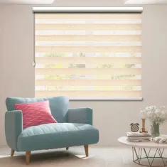 پرده زبرا طرح کتان خط دار
